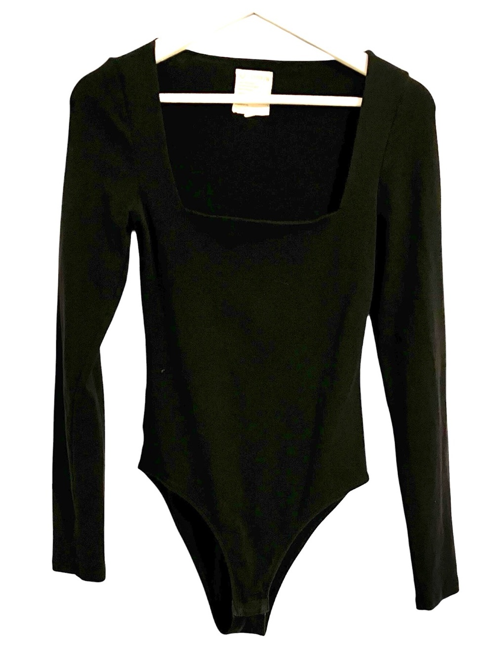 Women's Black Long-Sleeve Square Neck Bodysuit